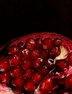 Close-up of fresh pomegranate arils displaying vibrant red color and glossy texture, ideal for wholesale food suppliers and food service distribution.